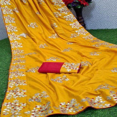 Imposing Yellow Coloured Casual Wear Printed Dola Silk Saree