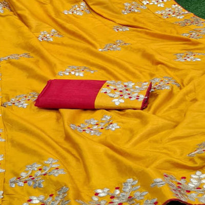 Imposing Yellow Coloured Casual Wear Printed Dola Silk Saree