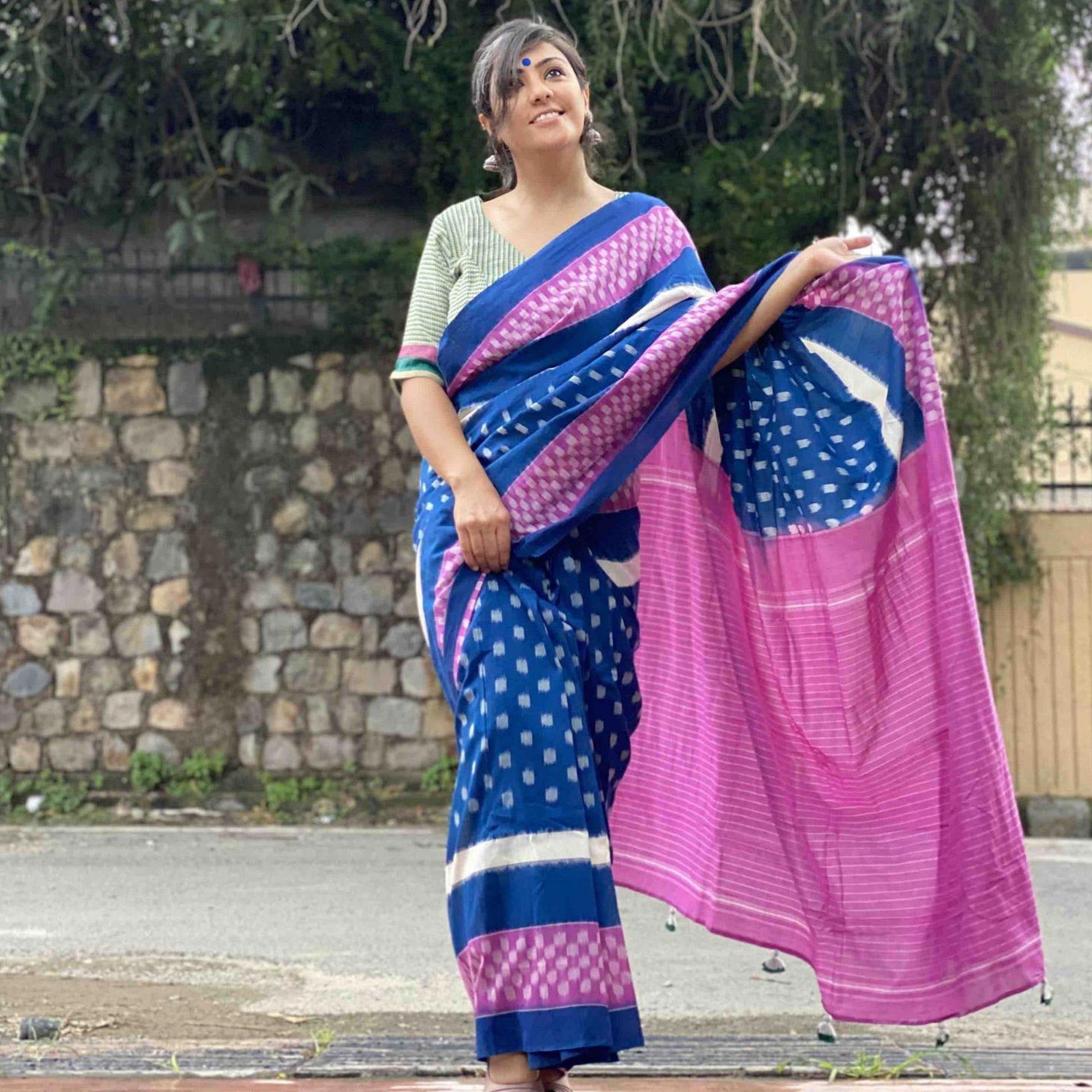 Impressive Blue Colored Casual Wear Printed Silk Saree