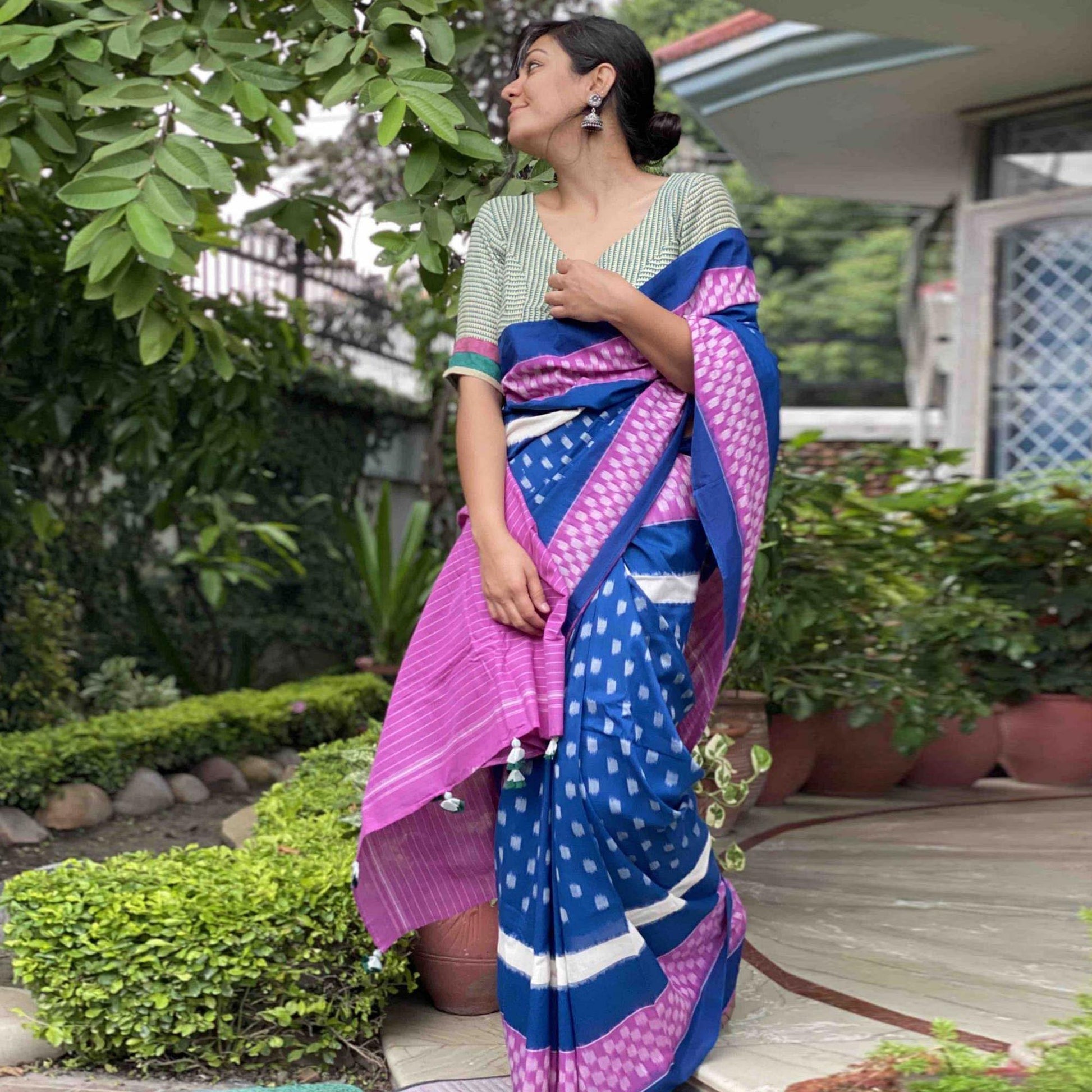 Impressive Blue Colored Casual Wear Printed Silk Saree