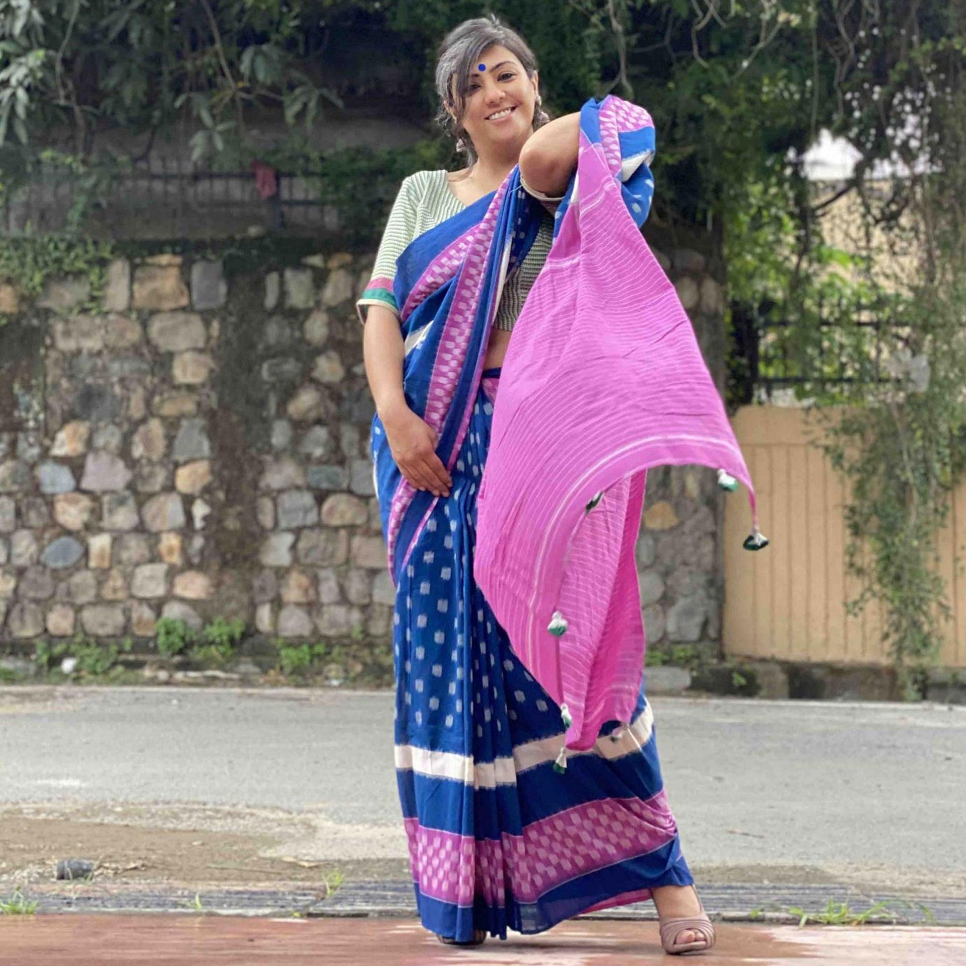 Impressive Blue Colored Casual Wear Printed Silk Saree