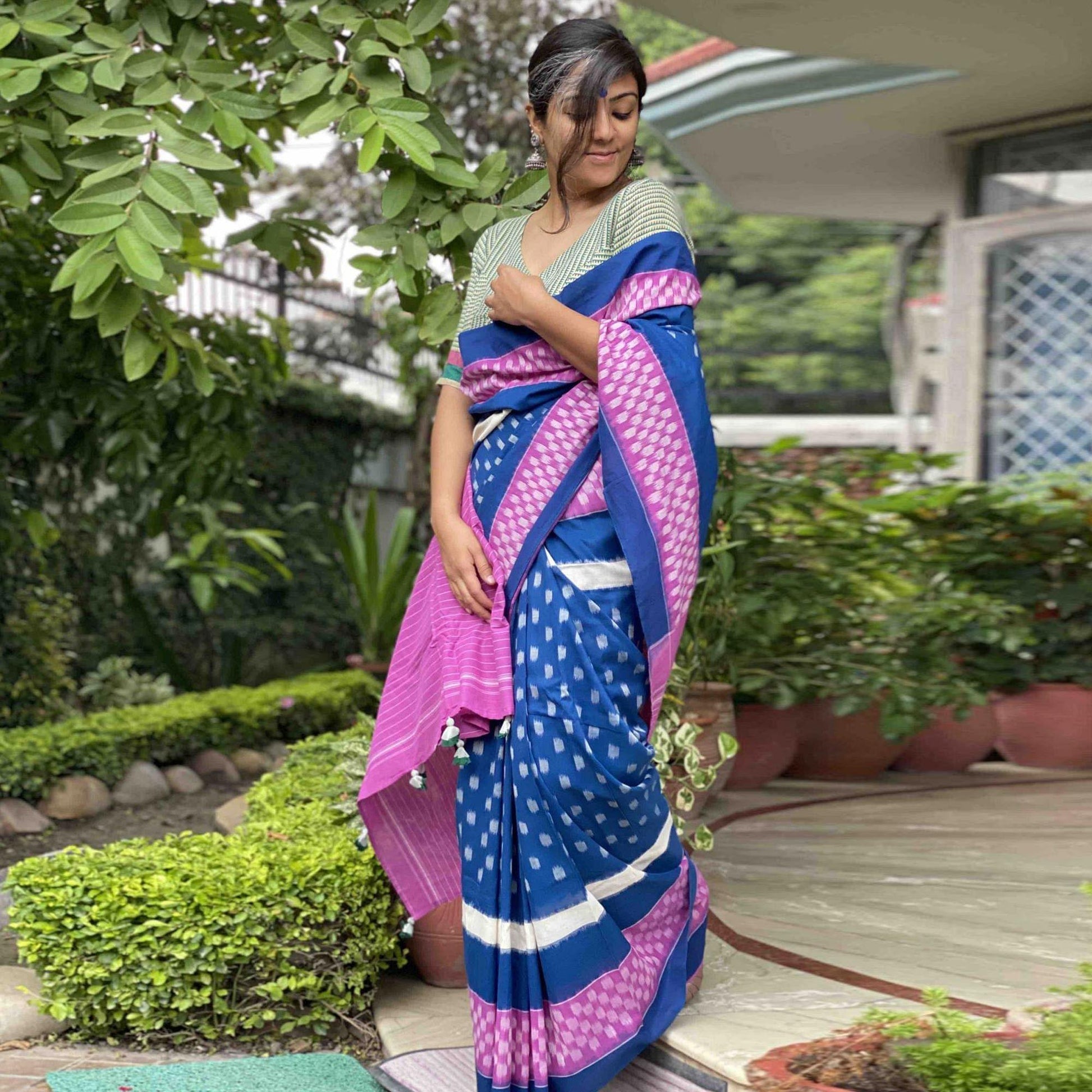 Impressive Blue Colored Casual Wear Printed Silk Saree