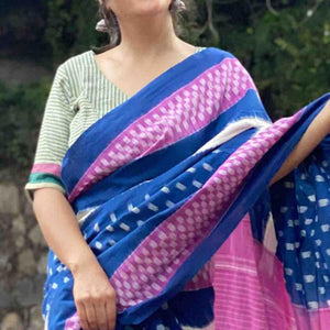 Impressive Blue Colored Casual Wear Printed Silk Saree