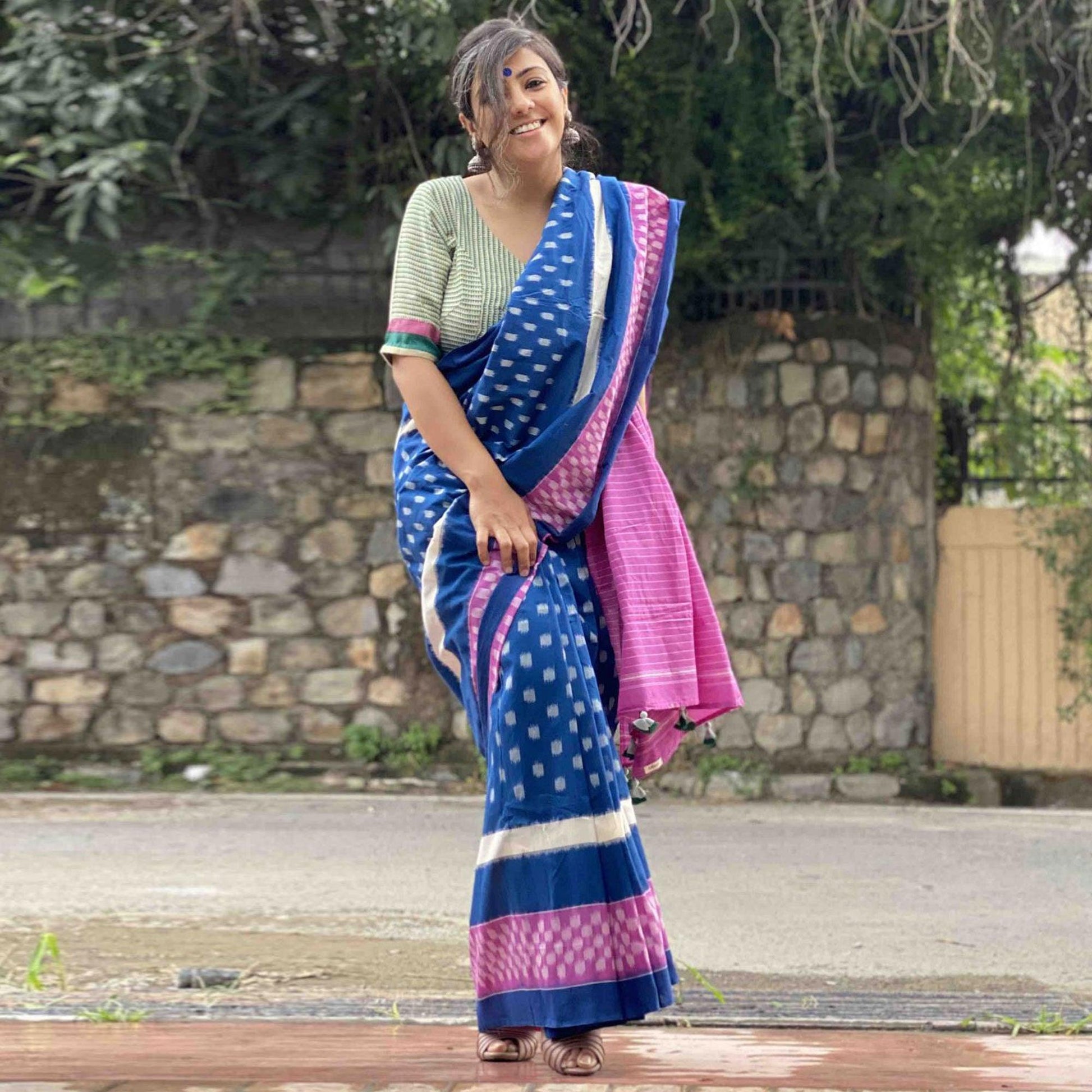 Impressive Blue Colored Casual Wear Printed Silk Saree