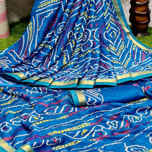 Impressive Blue Coloured Casual Wear Printed Moss Georgette Saree