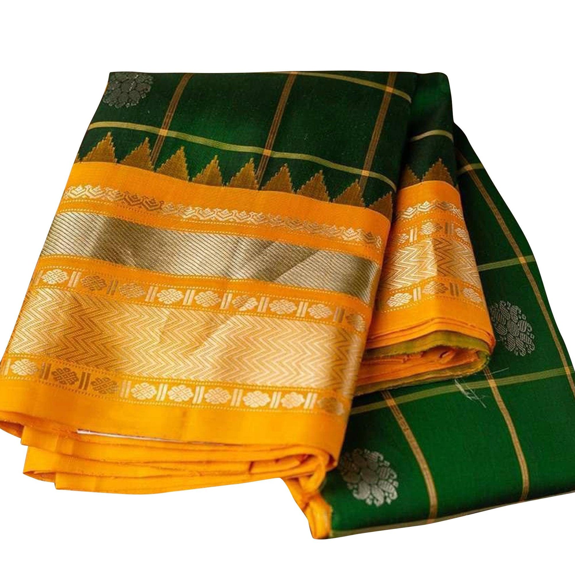 Impressive Bottle Green Colored Festive Wear Woven Nylon Lichi Silk Saree