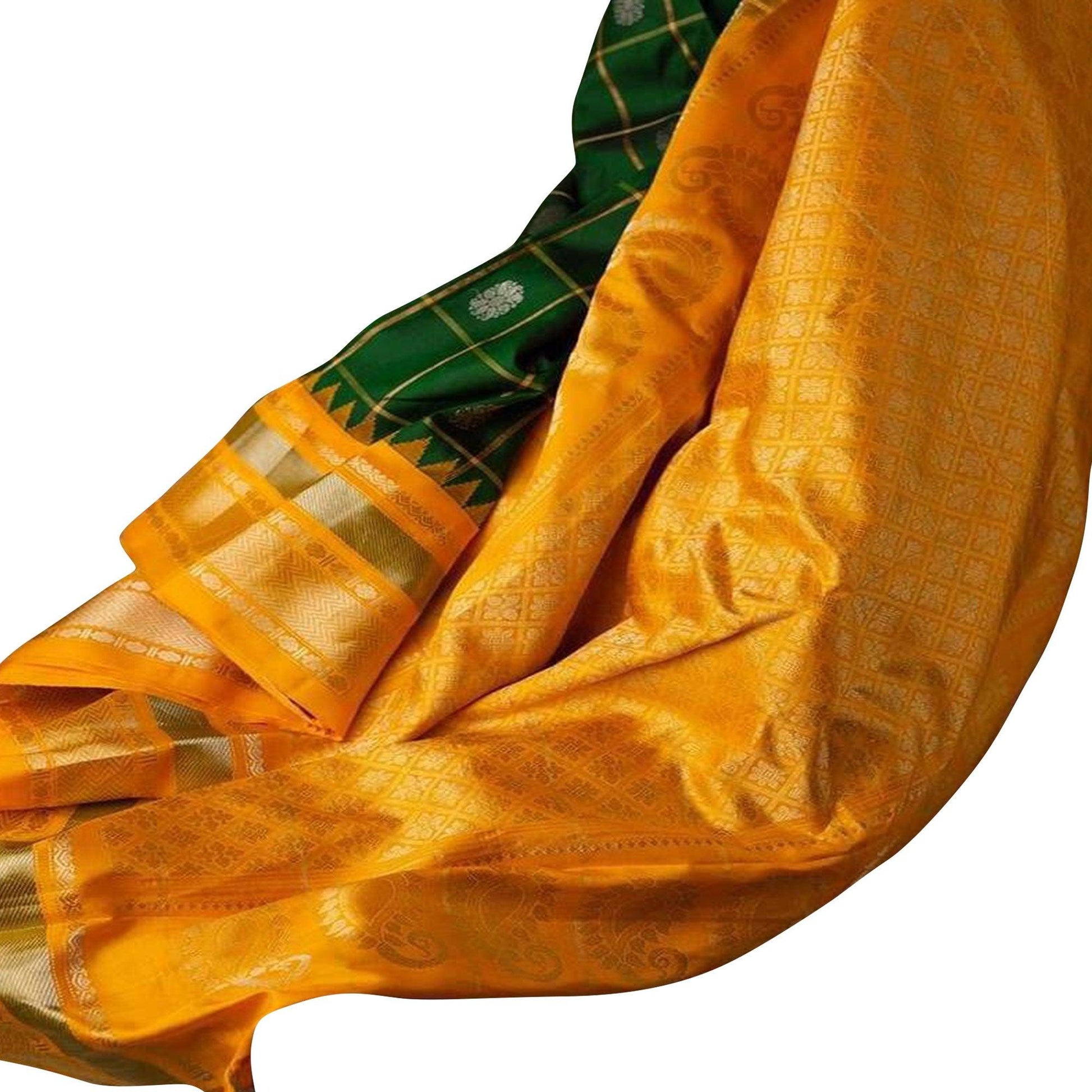 Impressive Bottle Green Colored Festive Wear Woven Nylon Lichi Silk Saree