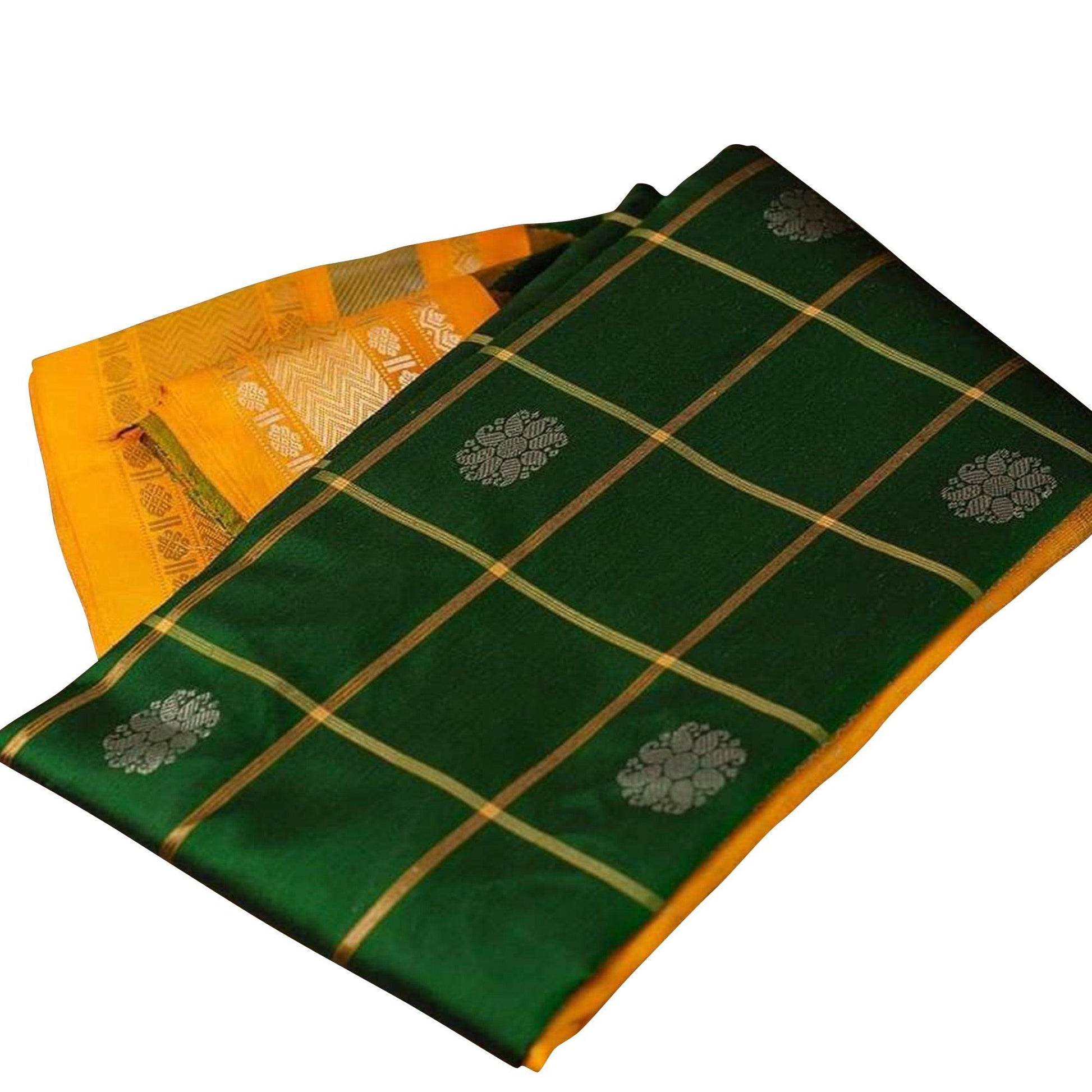 Impressive Bottle Green Colored Festive Wear Woven Nylon Lichi Silk Saree