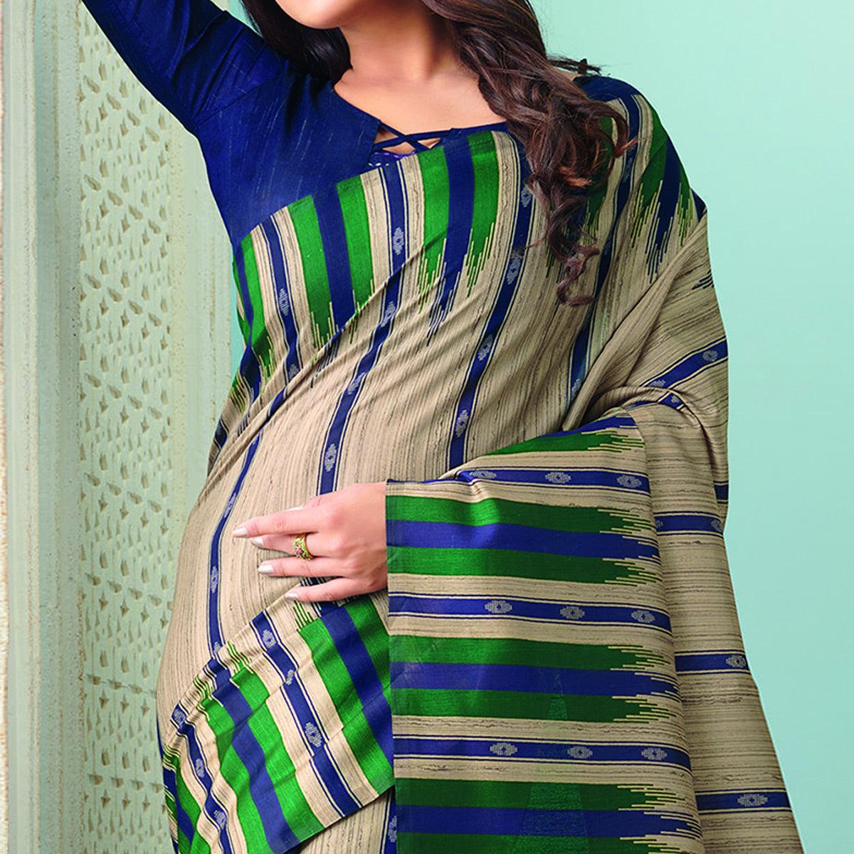 Impressive Brown Colored Casual Wear Printed Bhagalpuri Saree