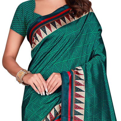 Impressive Green Colored Casual Wear Printed Art Silk Saree