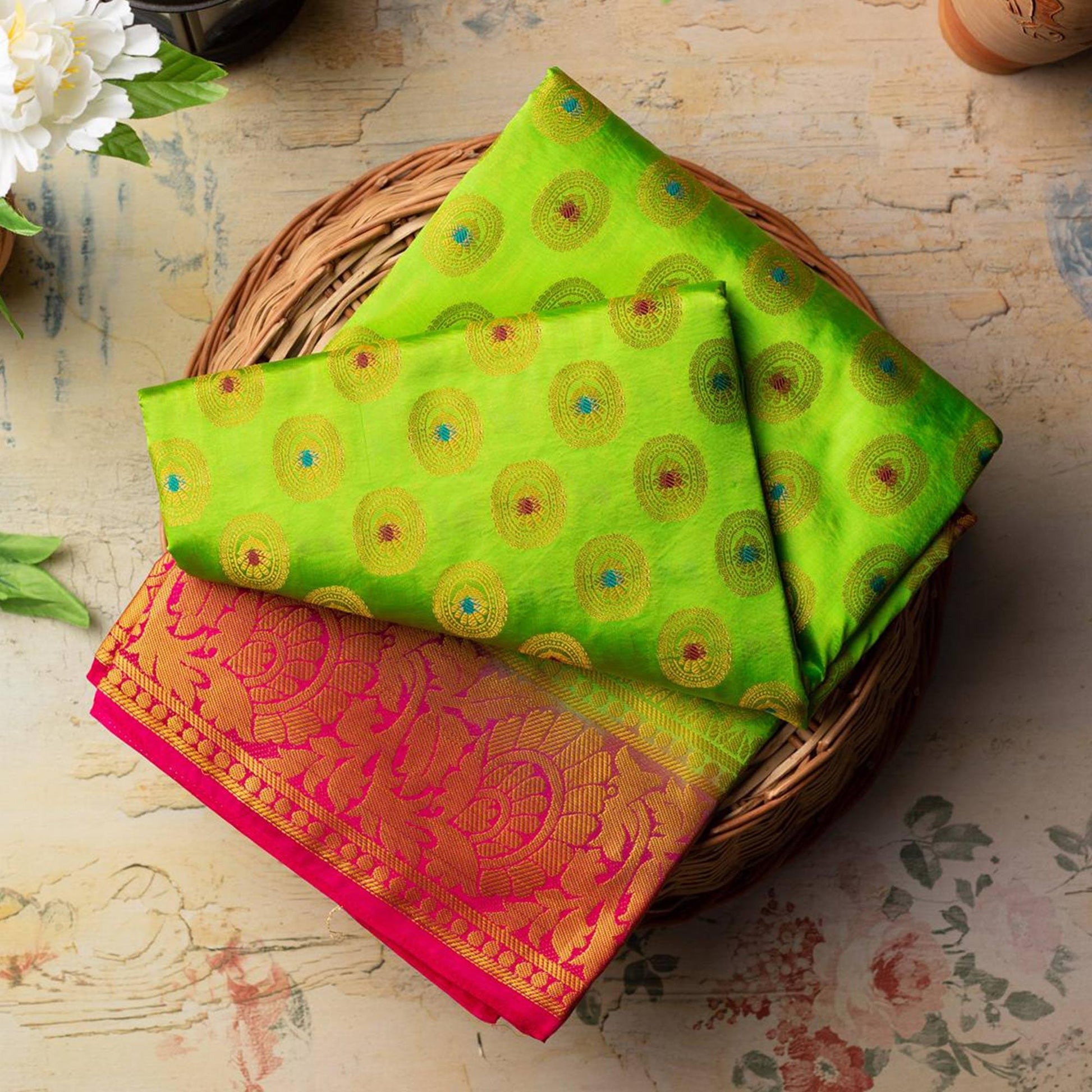 Impressive Green Colored Festive Wear Woven Art Silk Saree