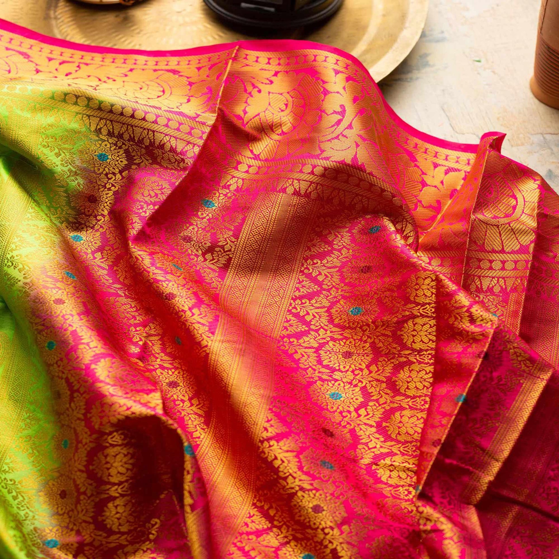 Impressive Green Colored Festive Wear Woven Art Silk Saree