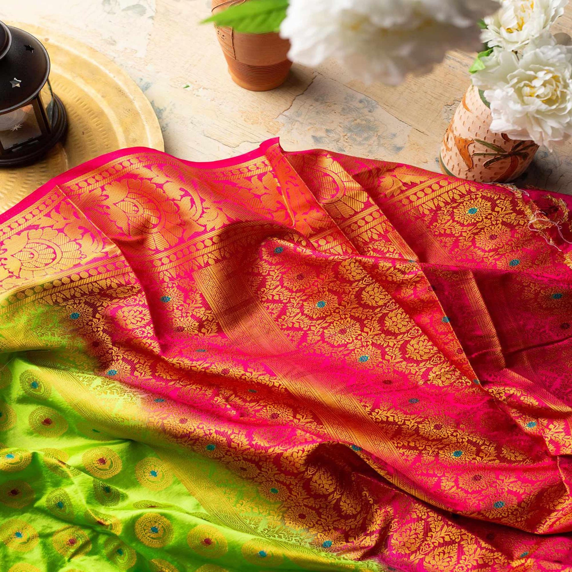 Impressive Green Colored Festive Wear Woven Art Silk Saree