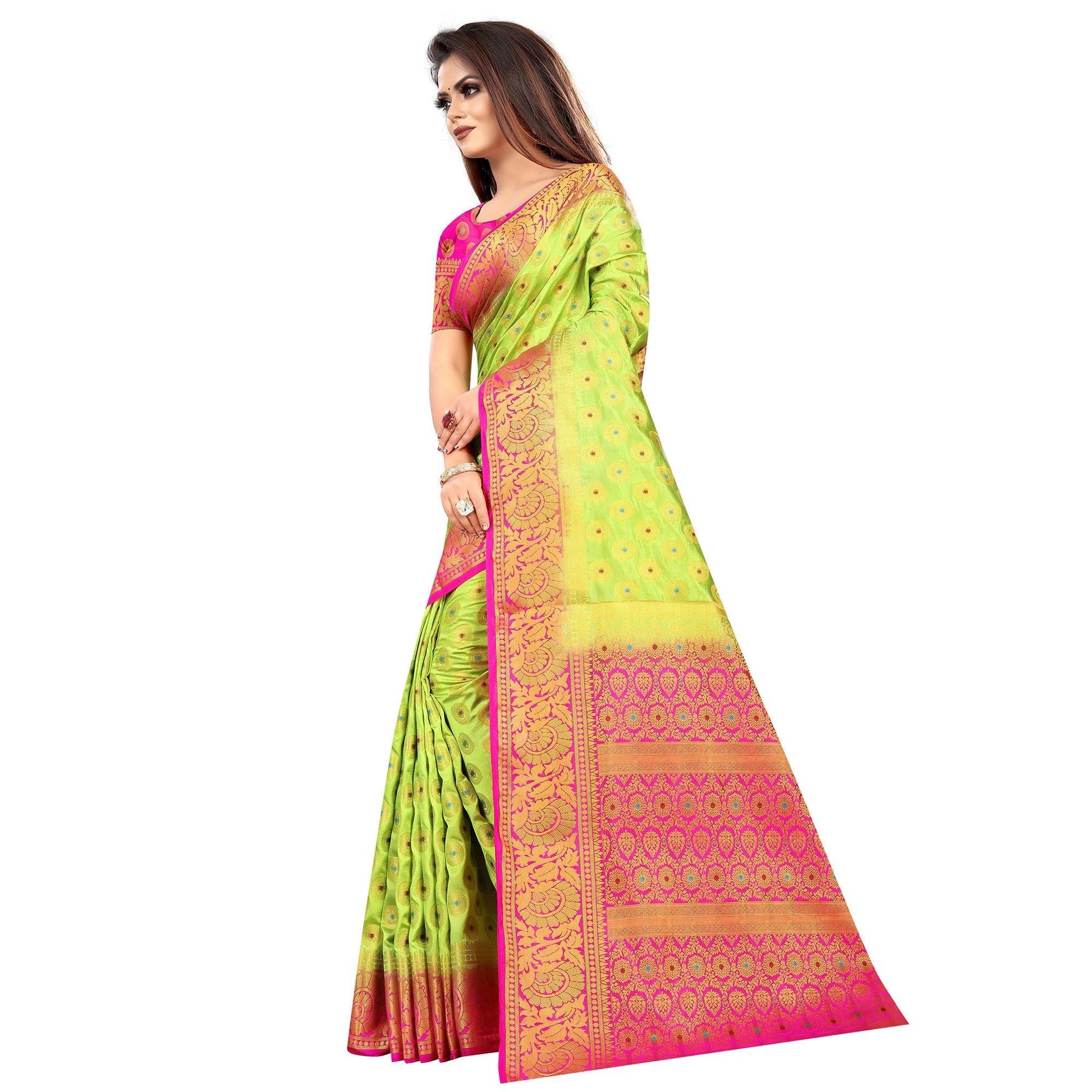 Impressive Green Colored Festive Wear Woven Art Silk Saree