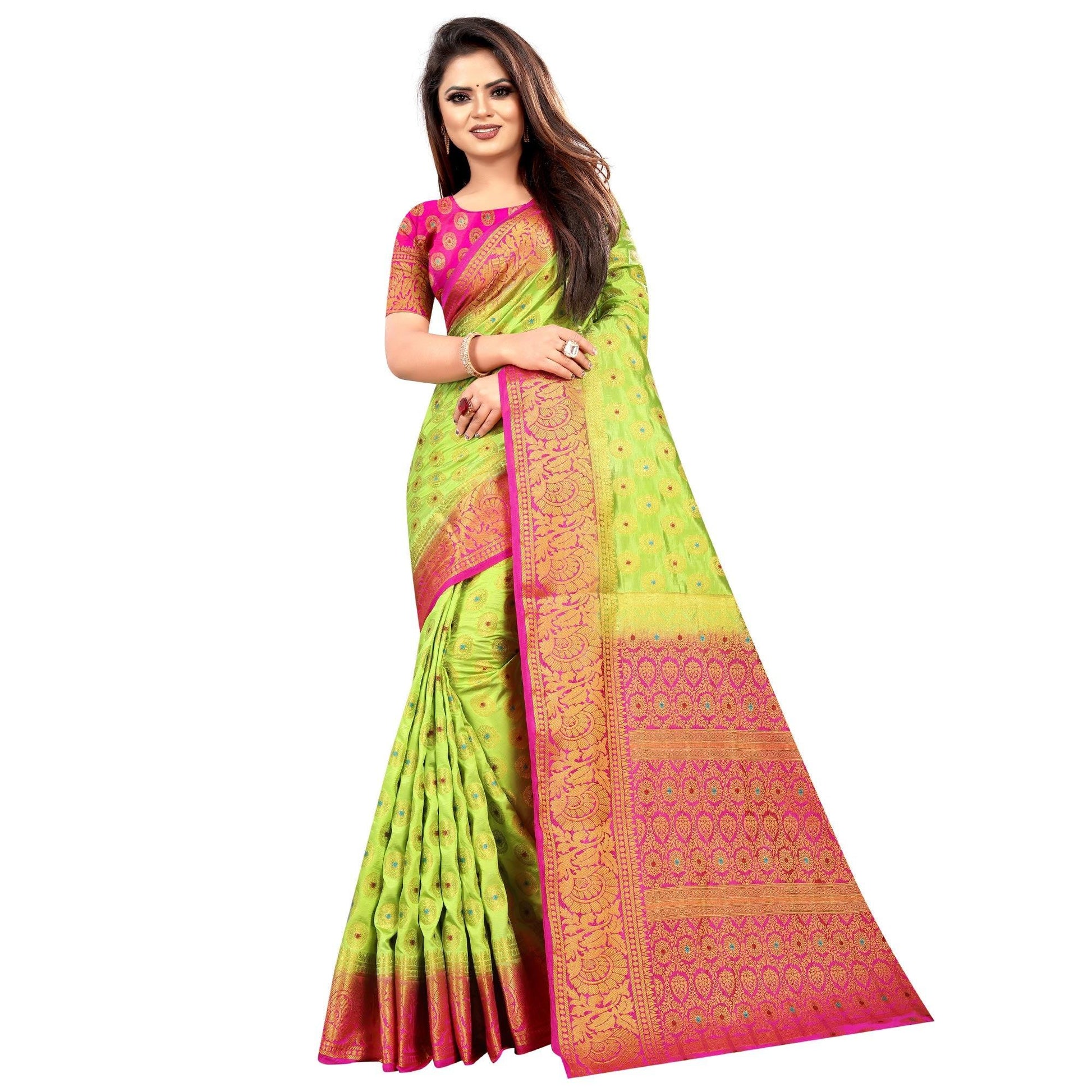 Impressive Green Colored Festive Wear Woven Art Silk Saree
