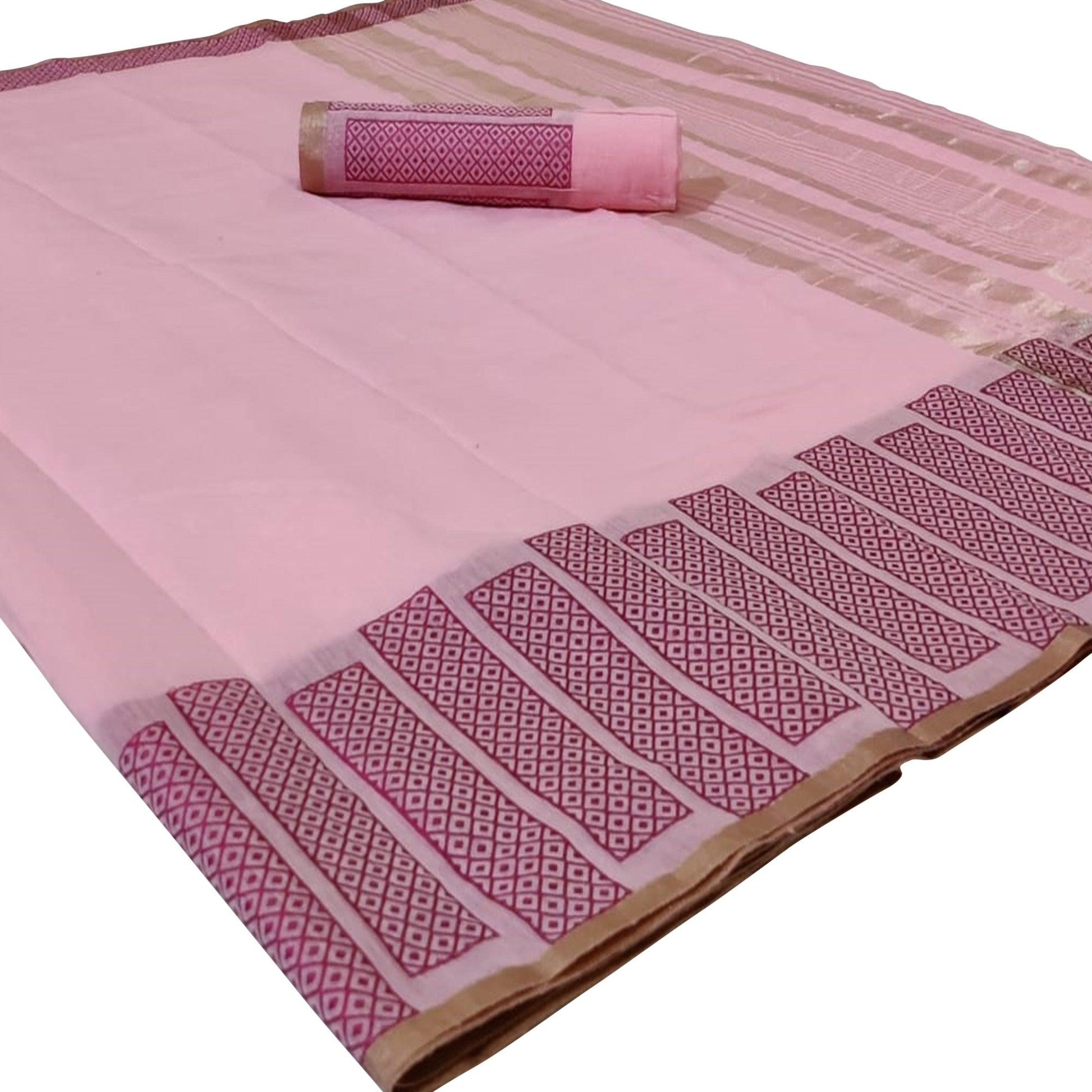 Impressive Light Pink Colored Festive Wear Woven Silk Saree