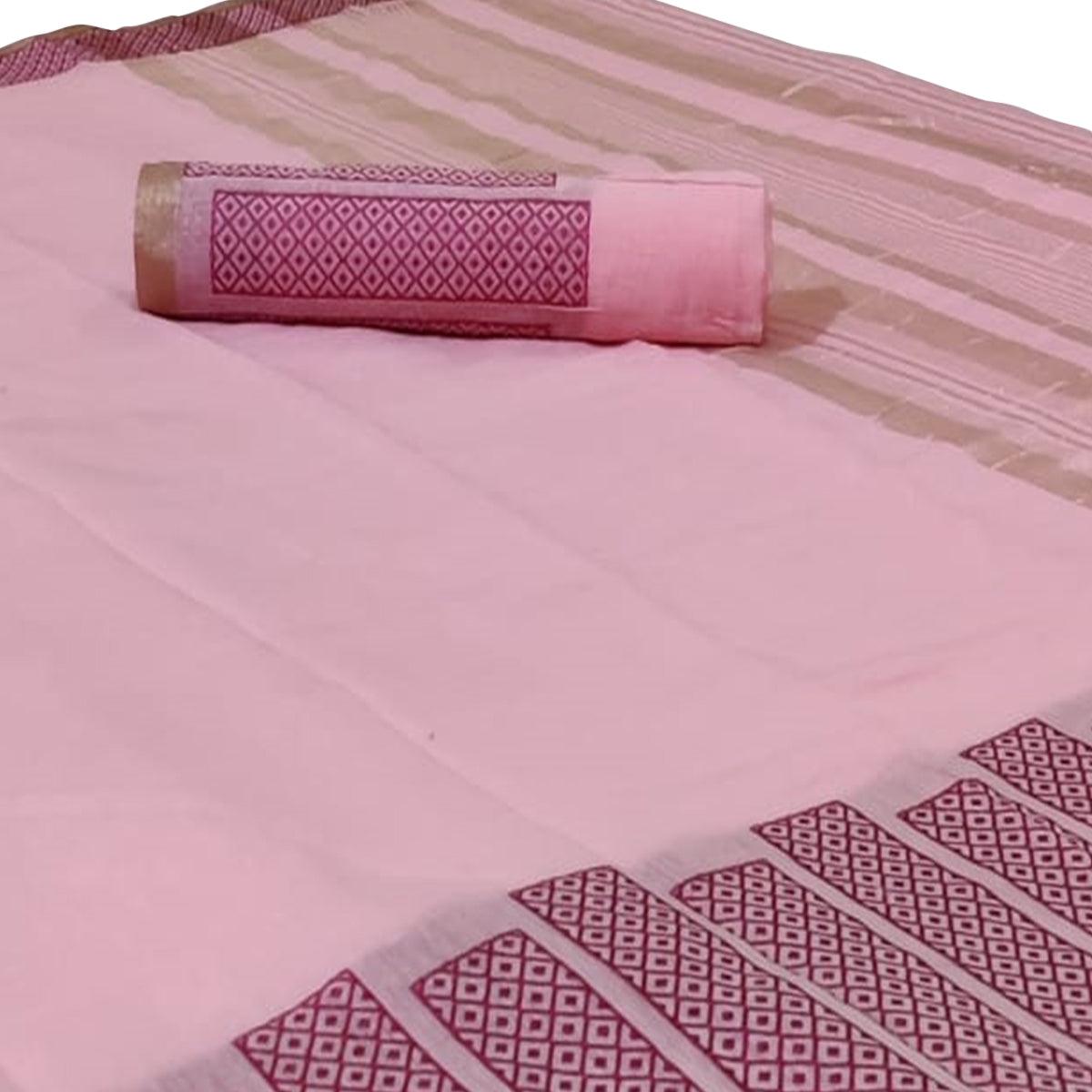 Impressive Light Pink Colored Festive Wear Woven Silk Saree