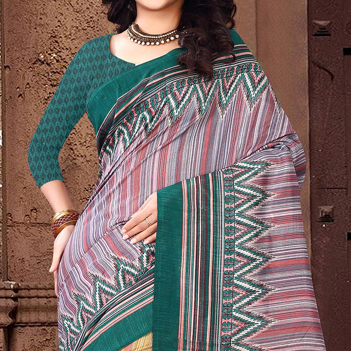 Impressive Multi Colored Casual Wear Printed Silk Saree