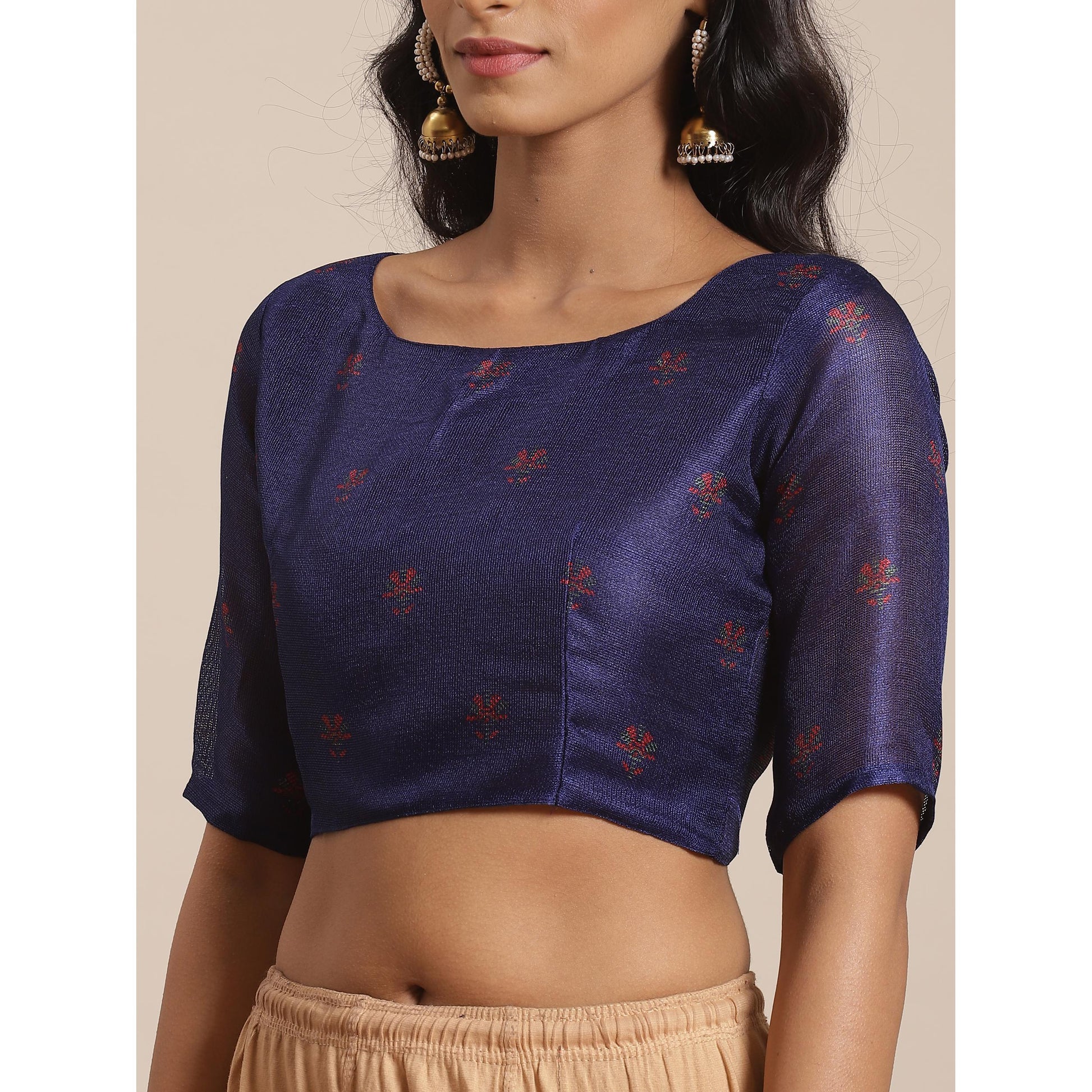 Impressive Navy Blue Colored Casual Wear Printed Jute Silk Saree