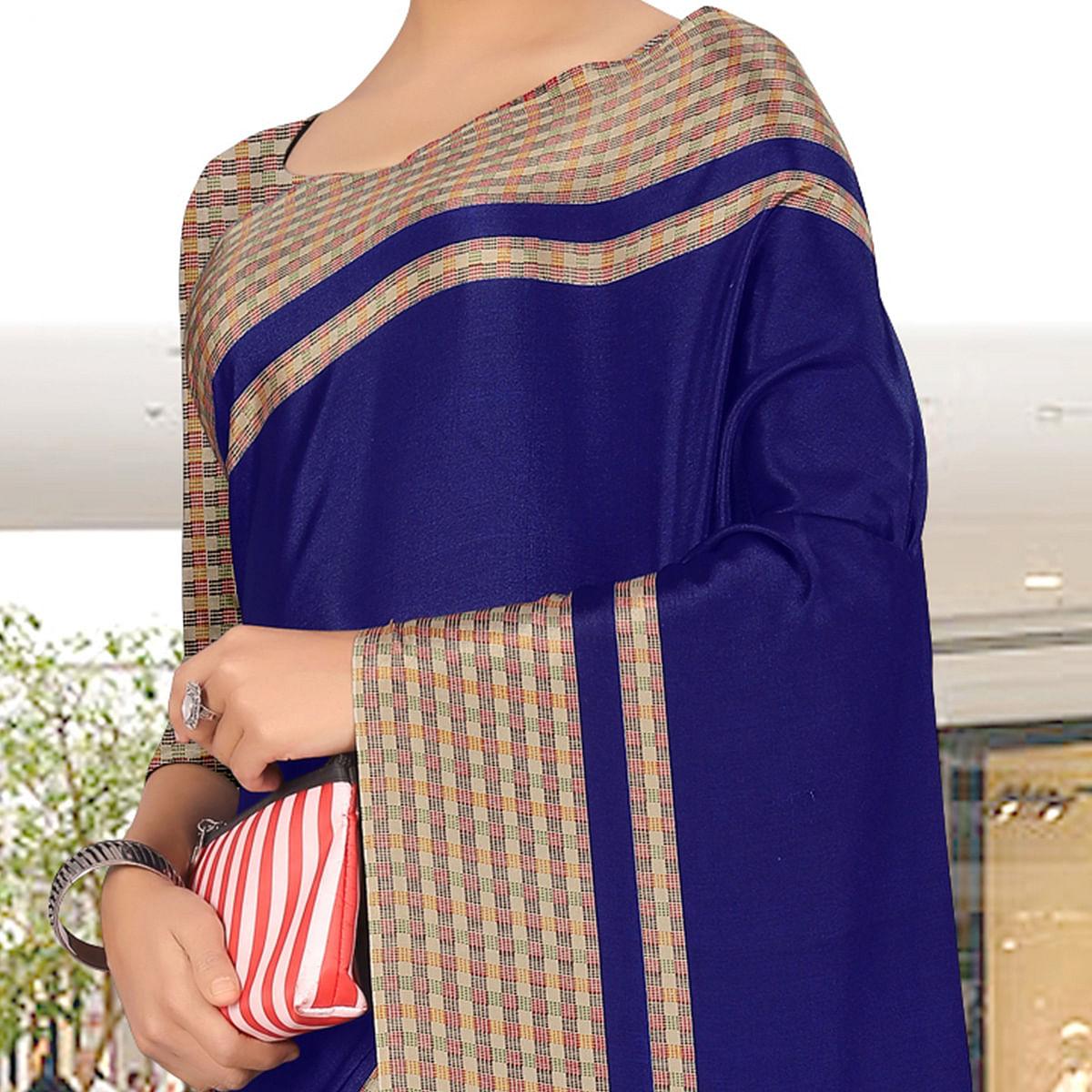 Impressive Nblue Coloured Casual Wear Printed Crepe Saree