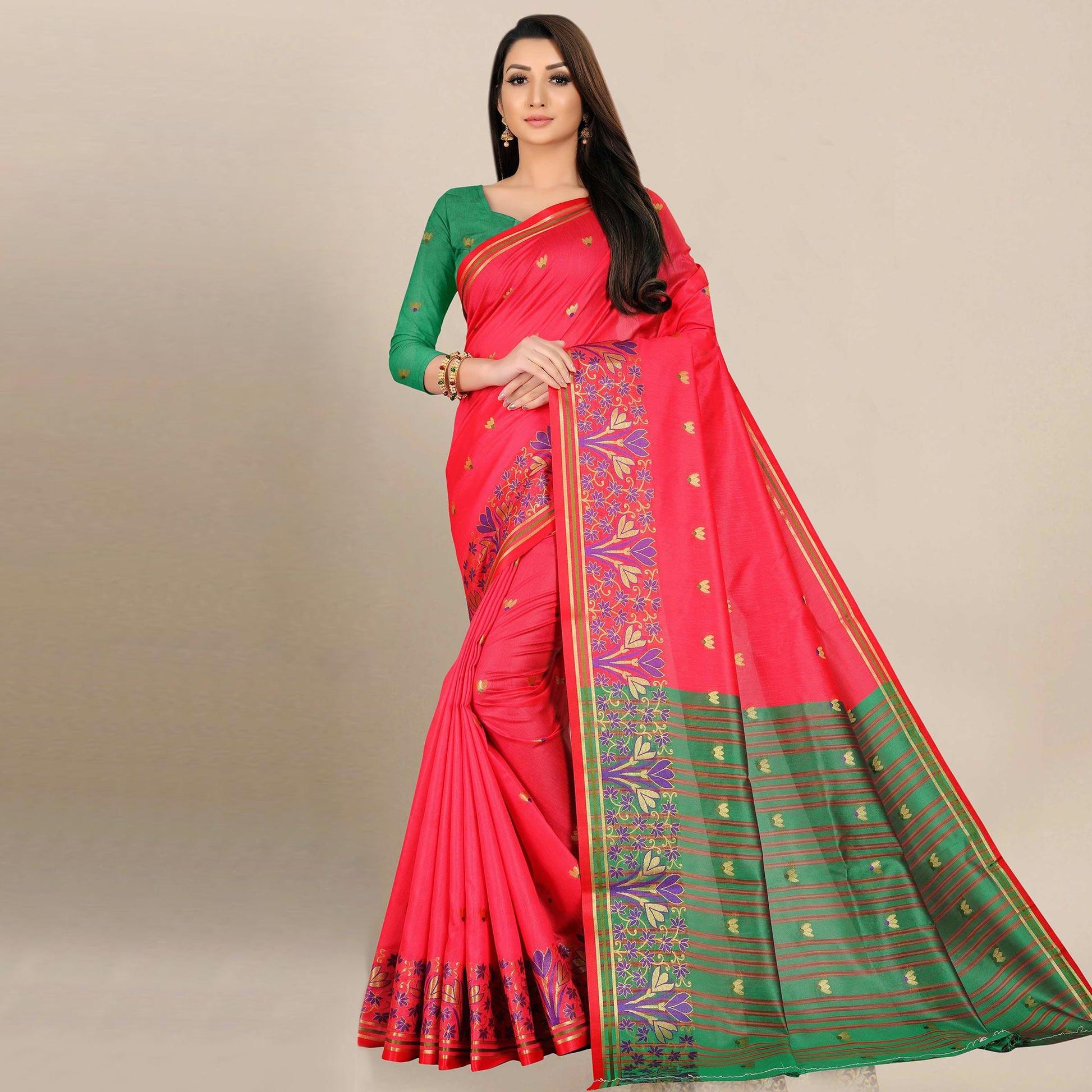 Impressive Pink Colored Festive Wear Woven Art Silk Saree