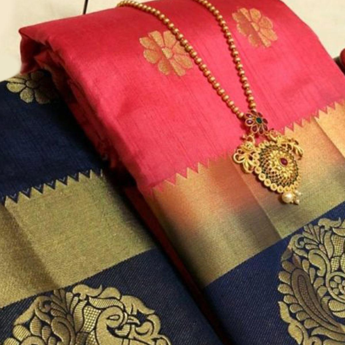 Impressive Pink Colored Festive Wear Woven Art Silk Saree