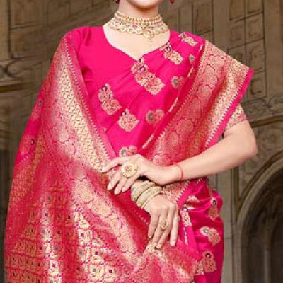 Impressive Pink Colored Festive Wear Woven Art Silk Saree