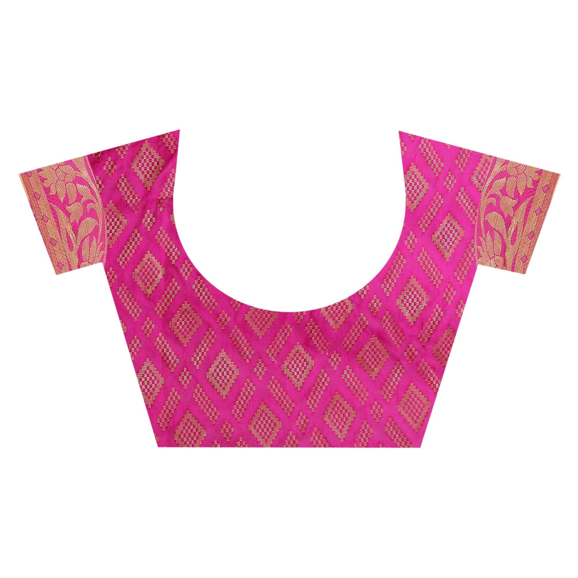 Impressive Pink Colored Festive Wear Woven Cotton Silk Saree