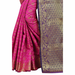 Impressive Pink Colored Festive Wear Woven Cotton Silk Saree