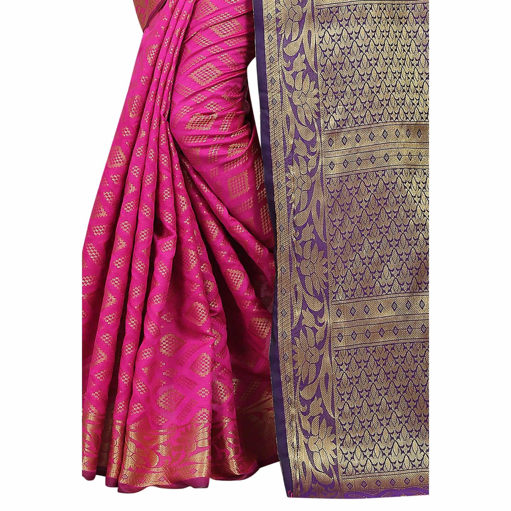 Impressive Pink Colored Festive Wear Woven Cotton Silk Saree