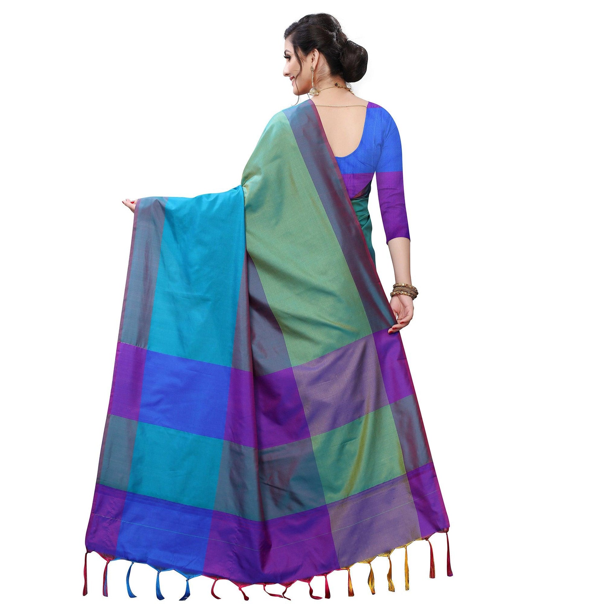 Impressive Rama Green Colored Festive Wear Woven Sana Silk Saree