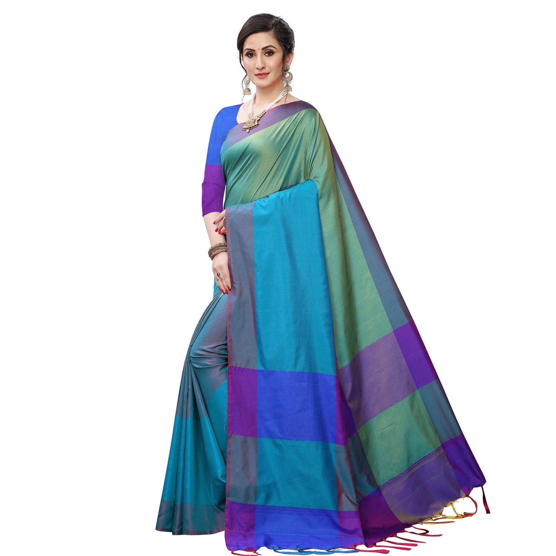 Impressive Rama Green Colored Festive Wear Woven Sana Silk Saree