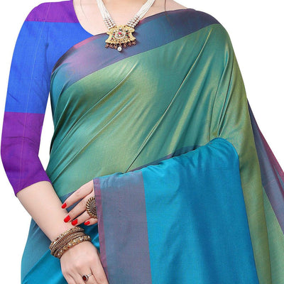 Impressive Rama Green Colored Festive Wear Woven Sana Silk Saree
