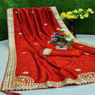 Impressive Red Colored Festive Wear Butta Work Dola Silk Saree