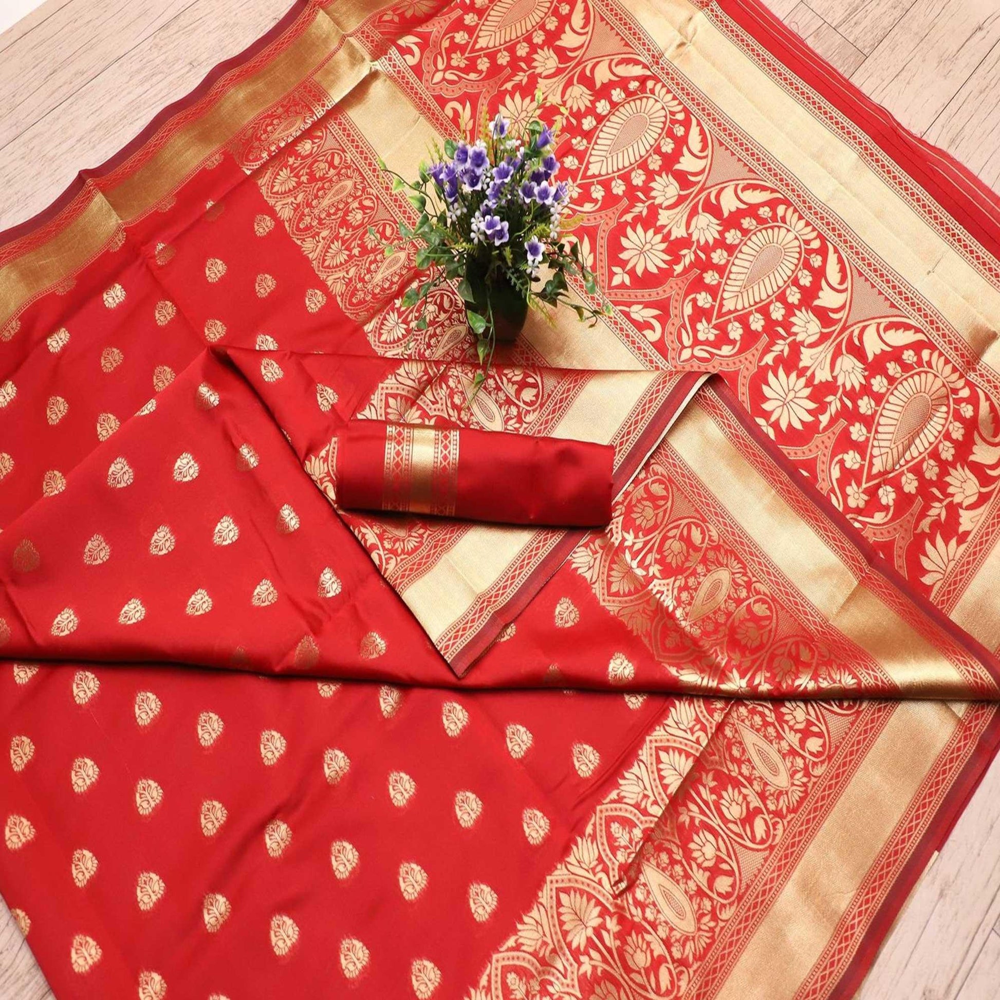 Impressive Red Colored Festive Wear Woven Banarasi Silk Saree