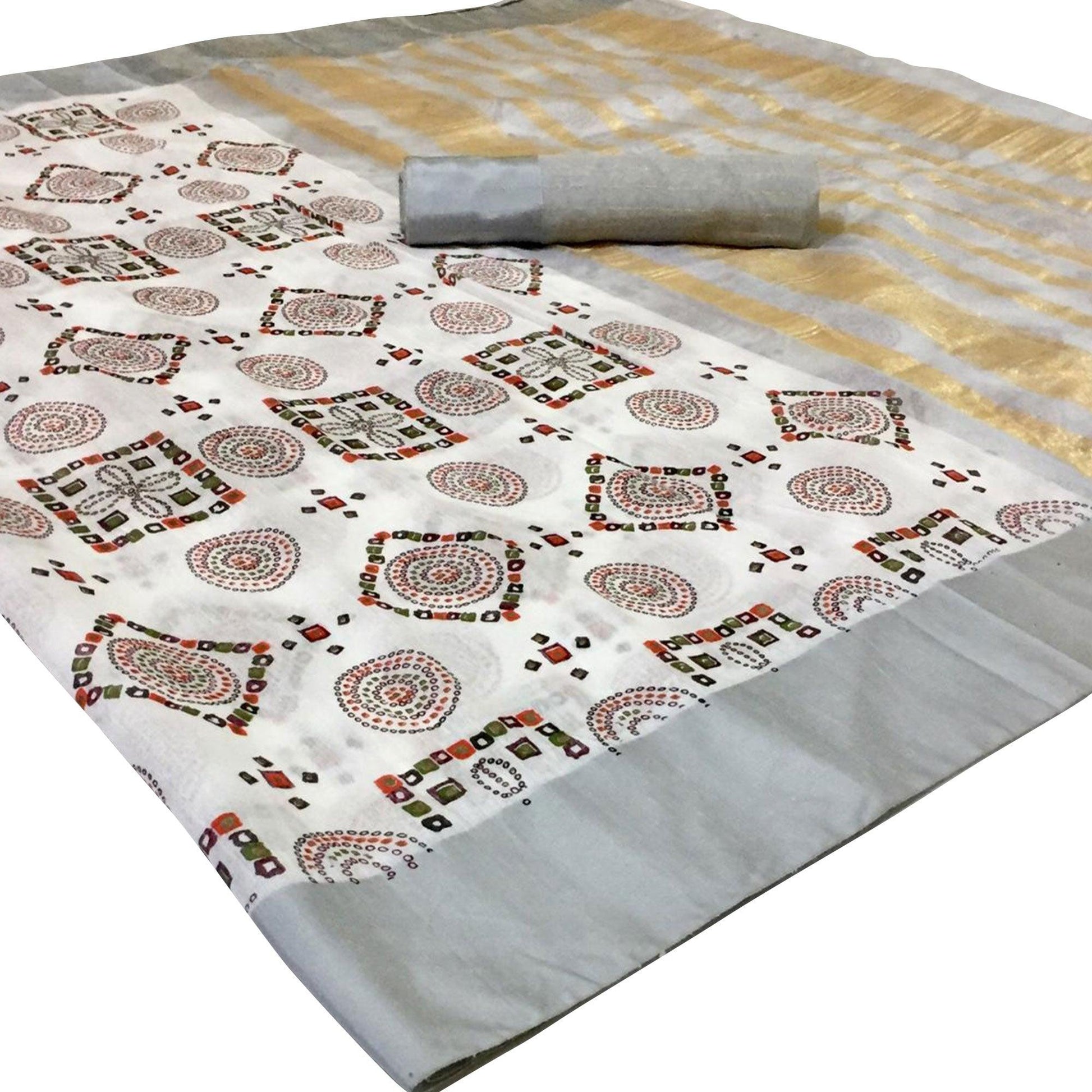 Impressive White Colored Festive Wear Woven Silk Saree