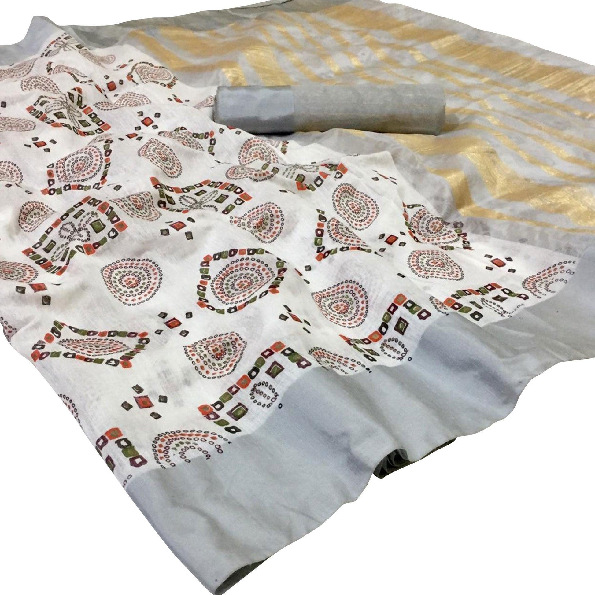 Impressive White Colored Festive Wear Woven Silk Saree