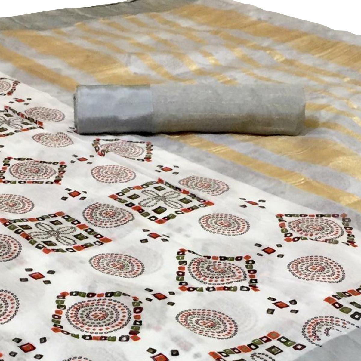 Impressive White Colored Festive Wear Woven Silk Saree