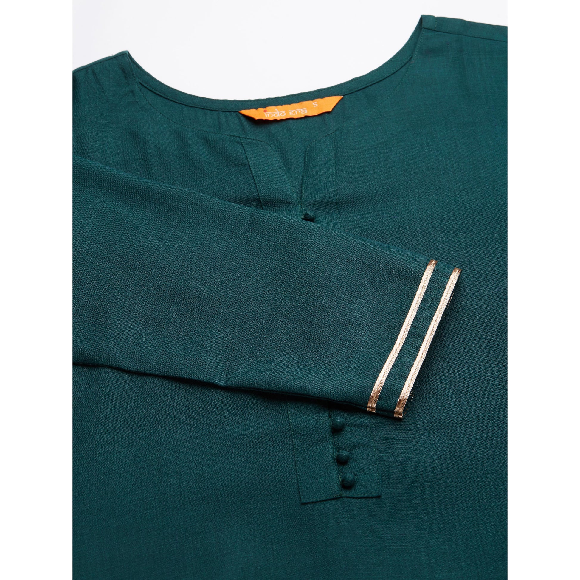 Indo Era - Green Solid Straight Kurta Palazzo with Dupatta Set