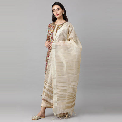 Indo Era - Maroon Printed Straight Kurta Palazzo with Dupatta Sets