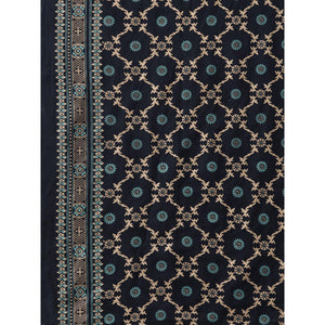 Indo Era - Navy Blue Foil Printed Straight Kurta with Palazzo Set