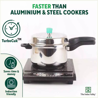 3L+5L RapidCuk Tri-ply Stainless Steel Pressure Cooker Combo+ Free ₹600 Wood Chopping Board, Premium Quality, 3 Layer Thick Body, Heavy Bottom, 5Yr Warranty, ISI Certified, Induction & Gas