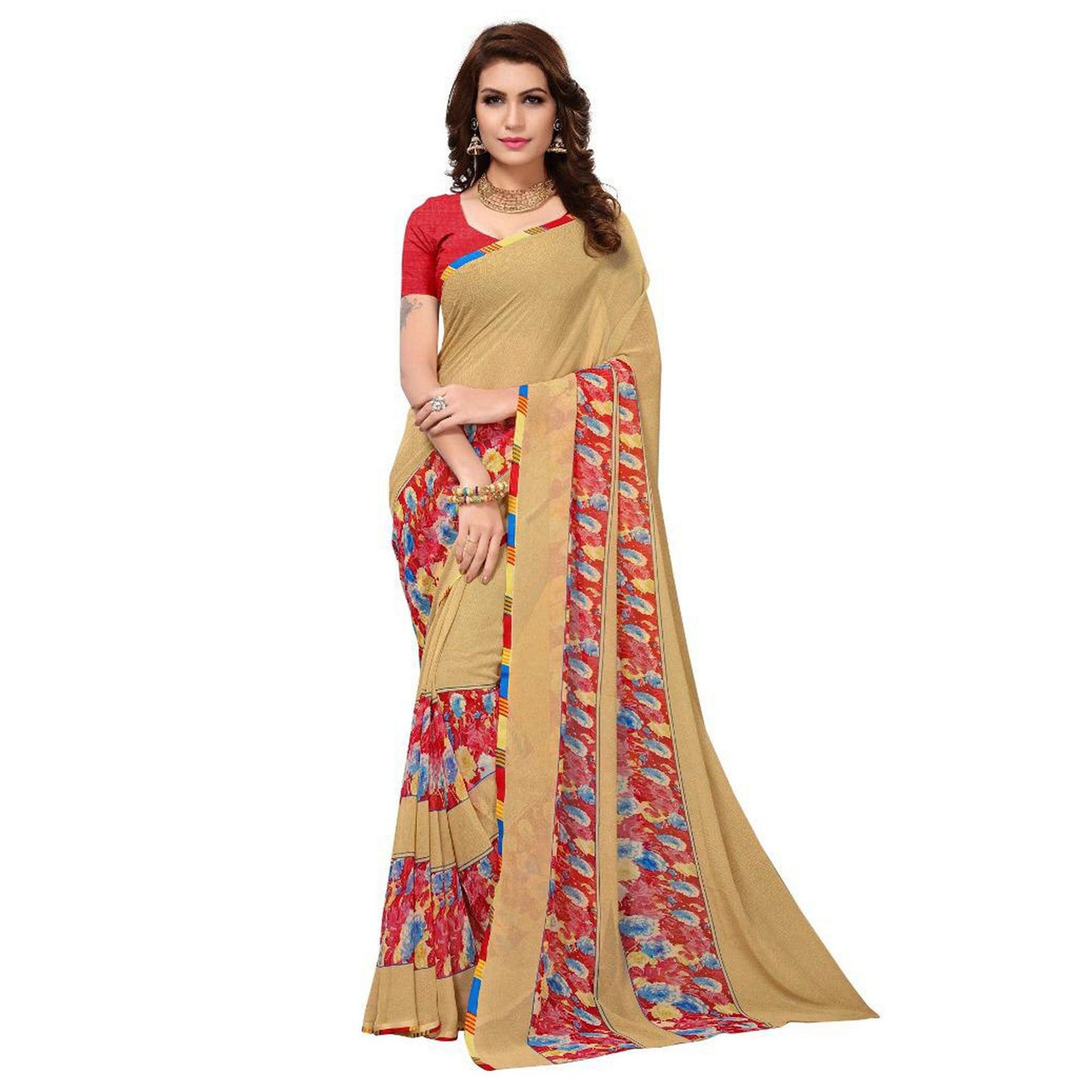Innovative Casual Printed Georgette Saree - Pack of 2