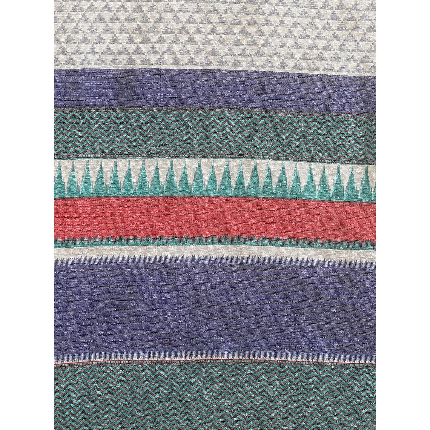 Innovative Cream Colored Casual Wear Printed Art Silk Saree