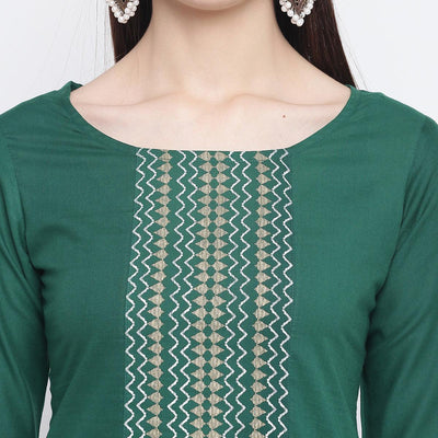 Innovative Green Colored Casual Wear Printed Cotton Kurti