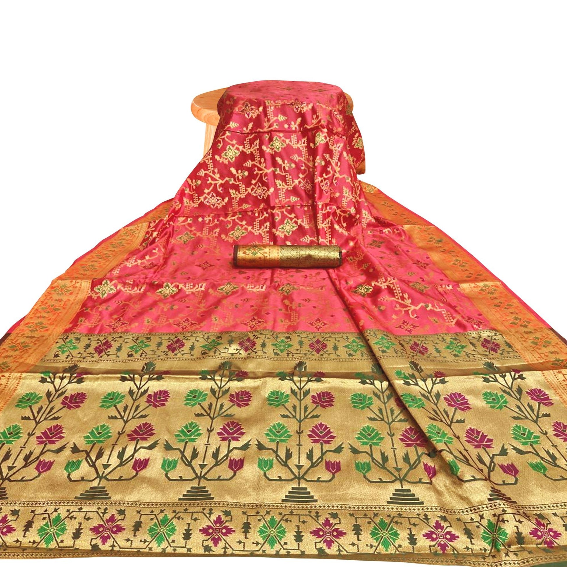 Innovative Light Pink Colored Festive Wear Woven Silk Saree