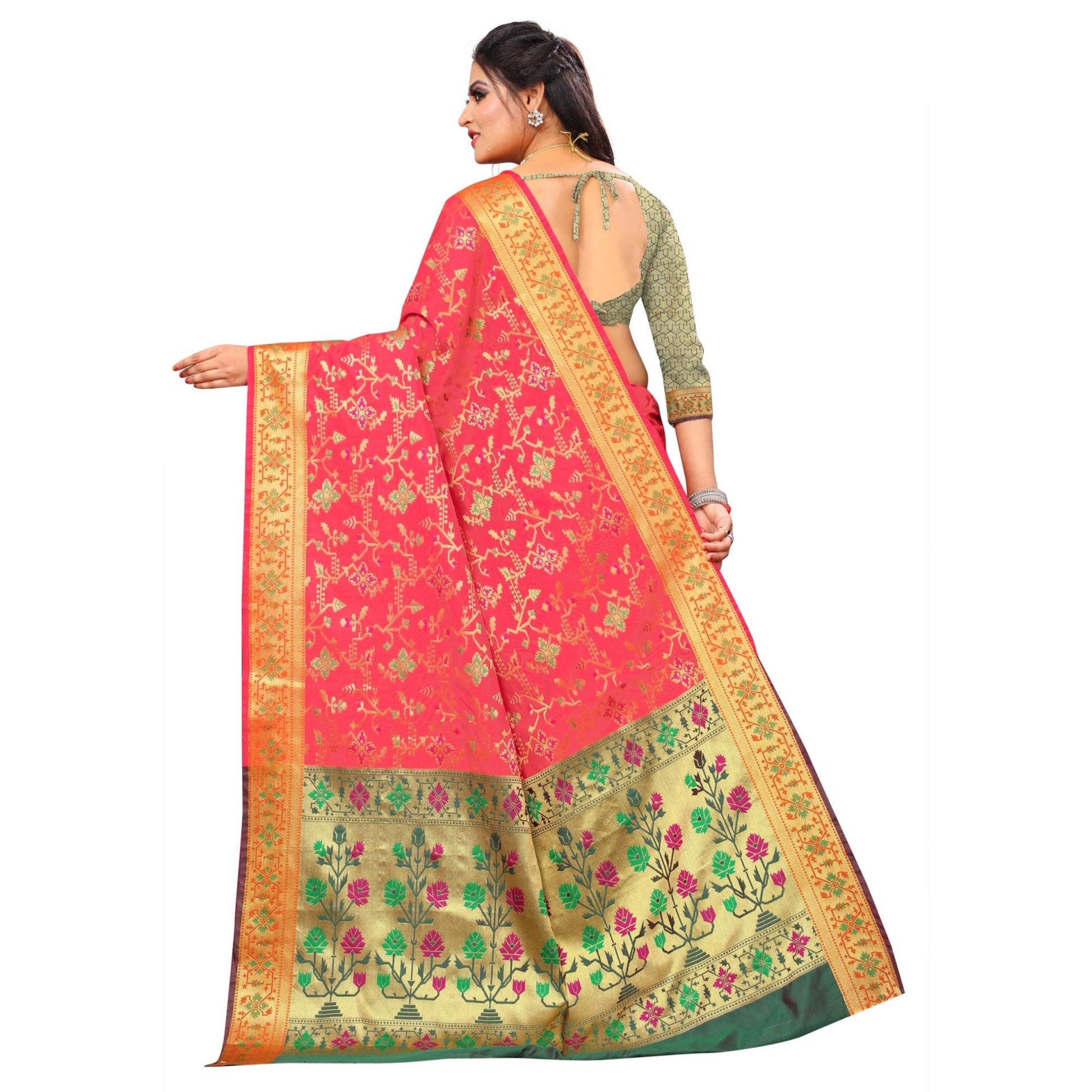 Innovative Light Pink Colored Festive Wear Woven Silk Saree