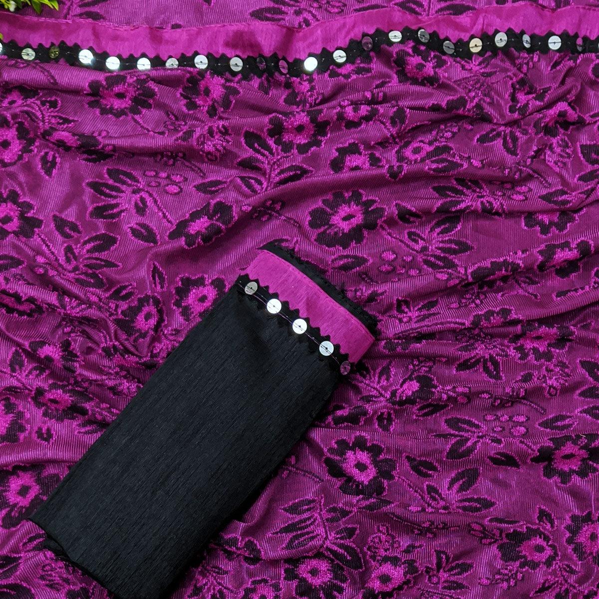 Innovative Magenta Colored Festive Wear Floral Woven Art Silk Saree