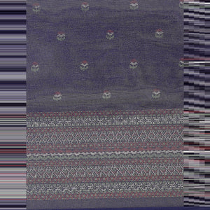 Innovative Navy Blue Colored Casual Wear Printed Jute Silk Saree