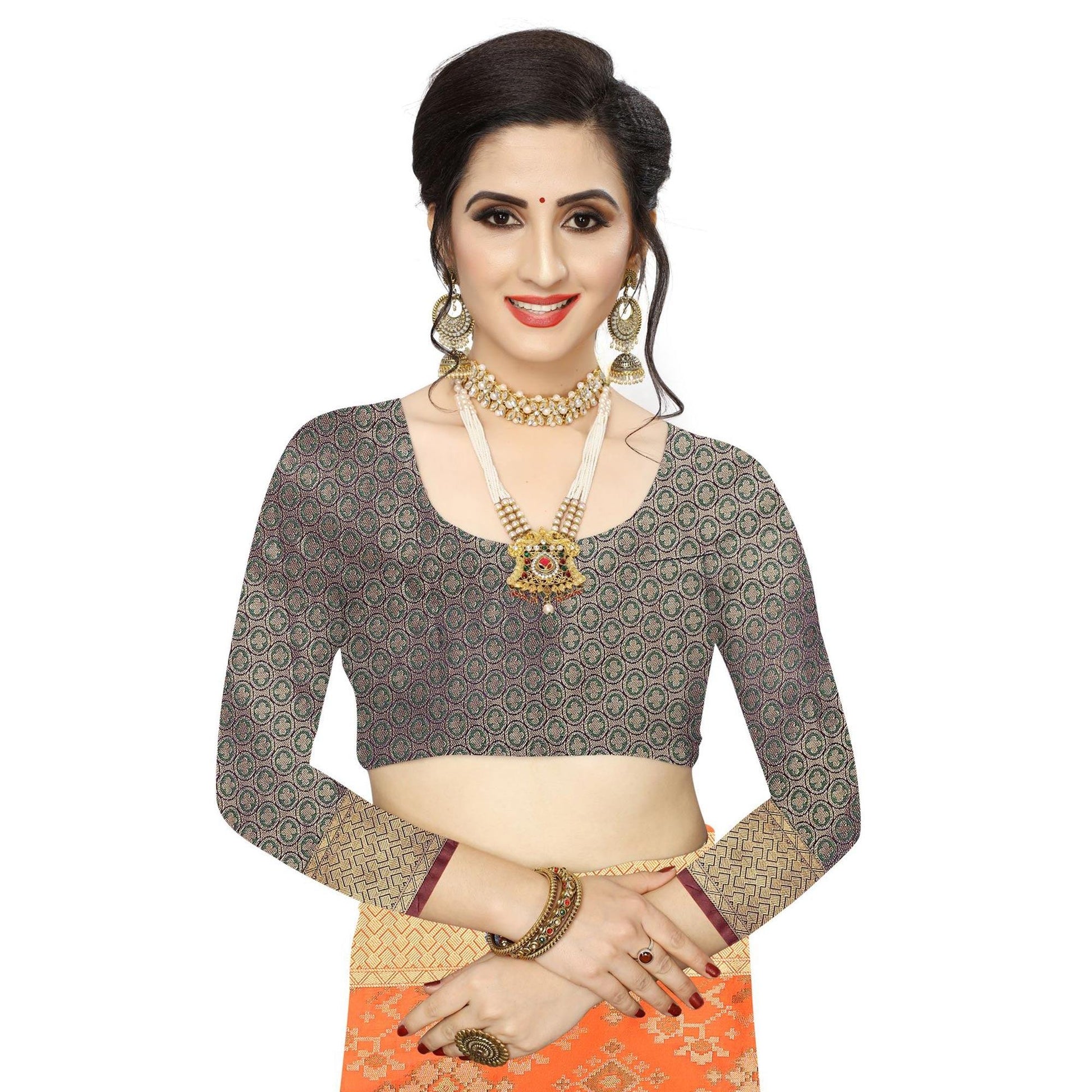 Innovative Orange Colored Festive Wear Woven Kanjivaram Silk Saree